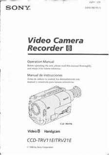 Sony CCD TRV 29 E manual. Camera Instructions.